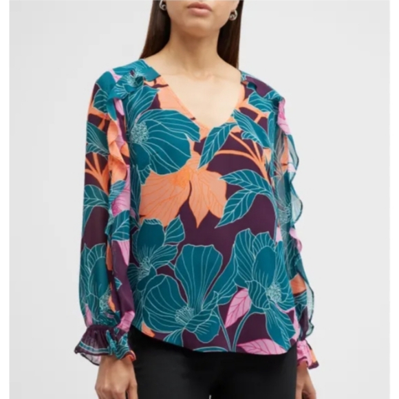 Trina Turk Tops - Trina Turk Long Sleeve Floral Print Top